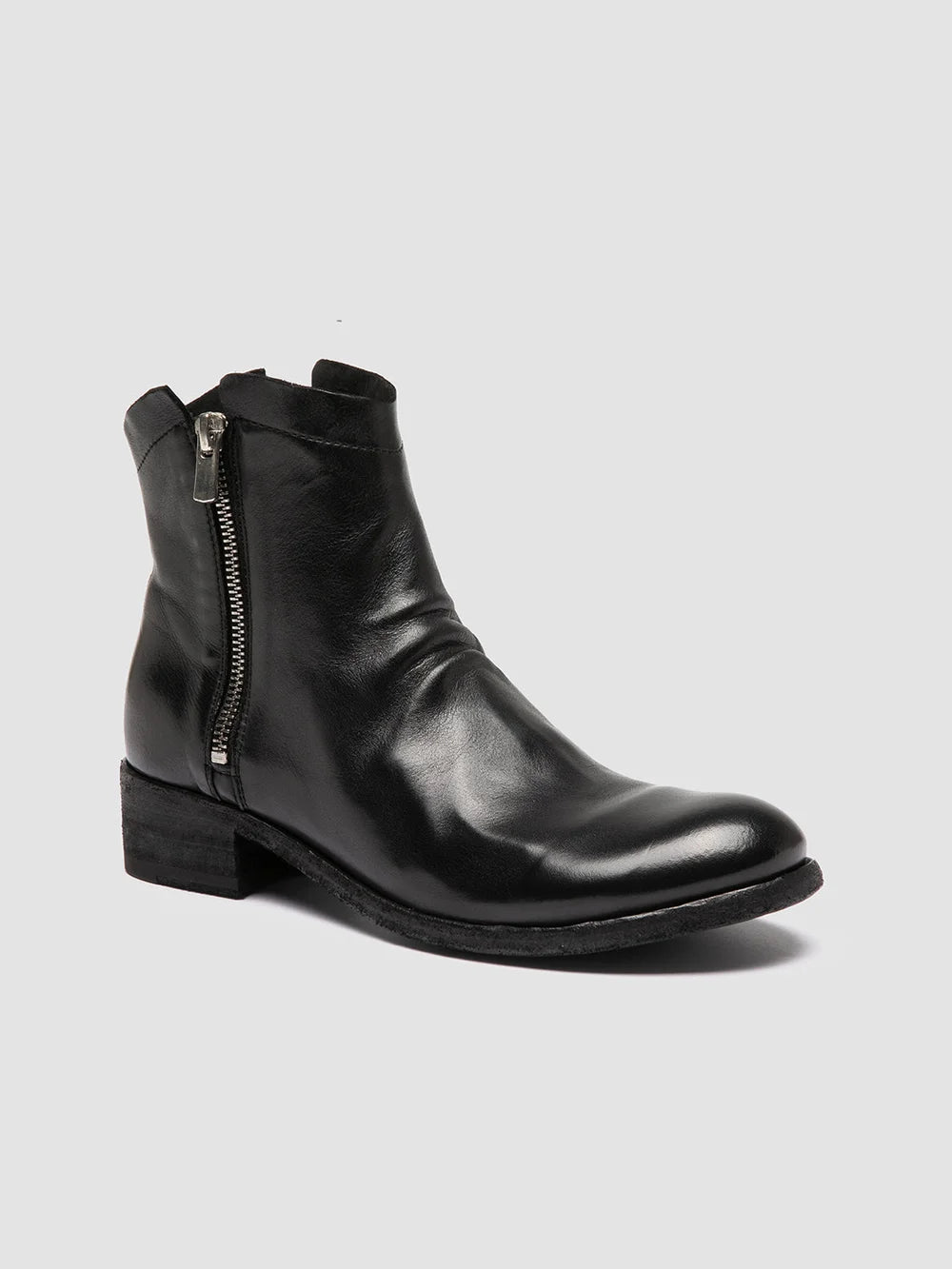 SHANTEL 004 - Schwarze Lederstiefel mit Reißverschluss - image 3,side view