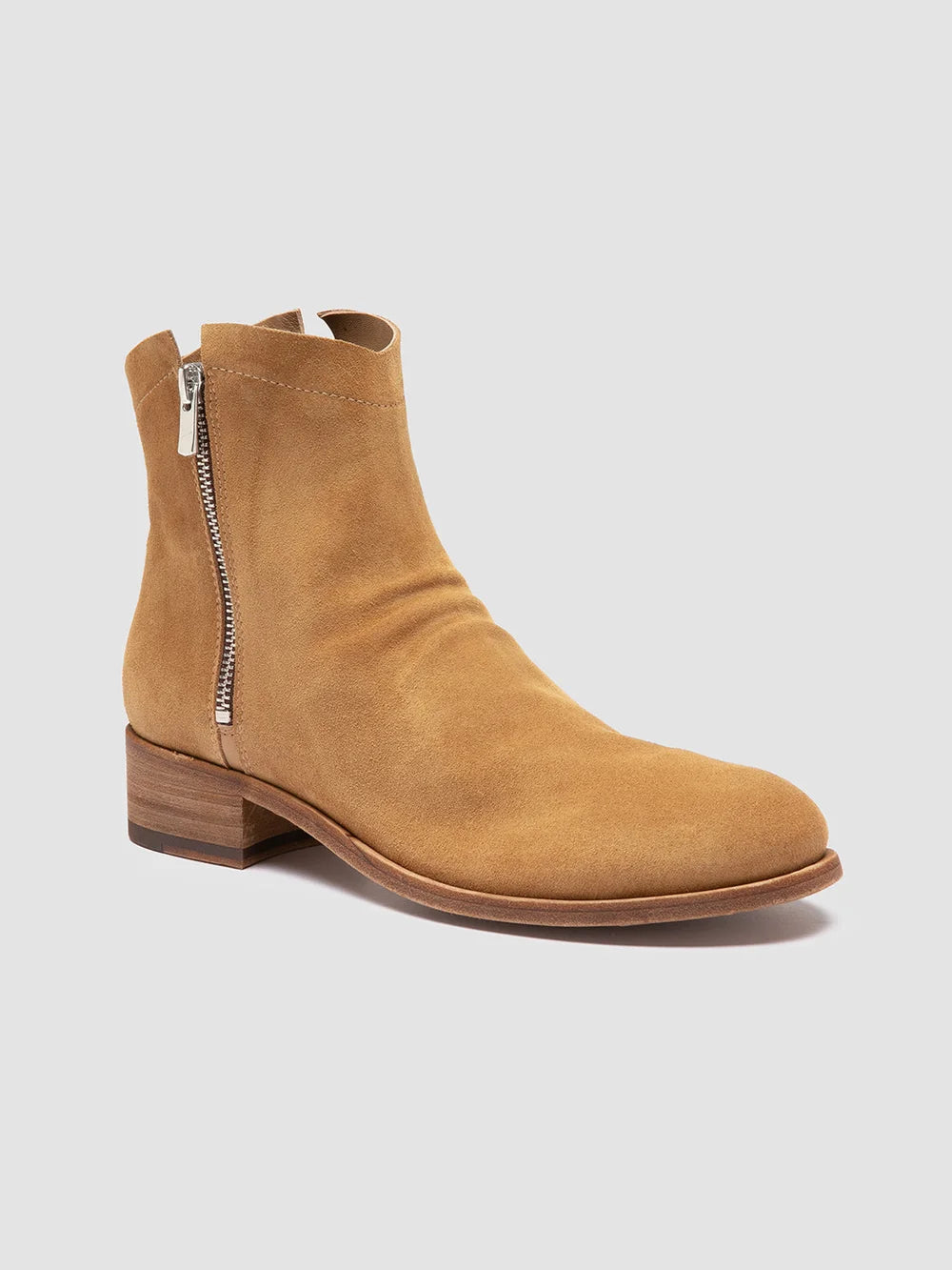 SHANTEL 004 - Camel Suede Zipped Boots - image 3,side view