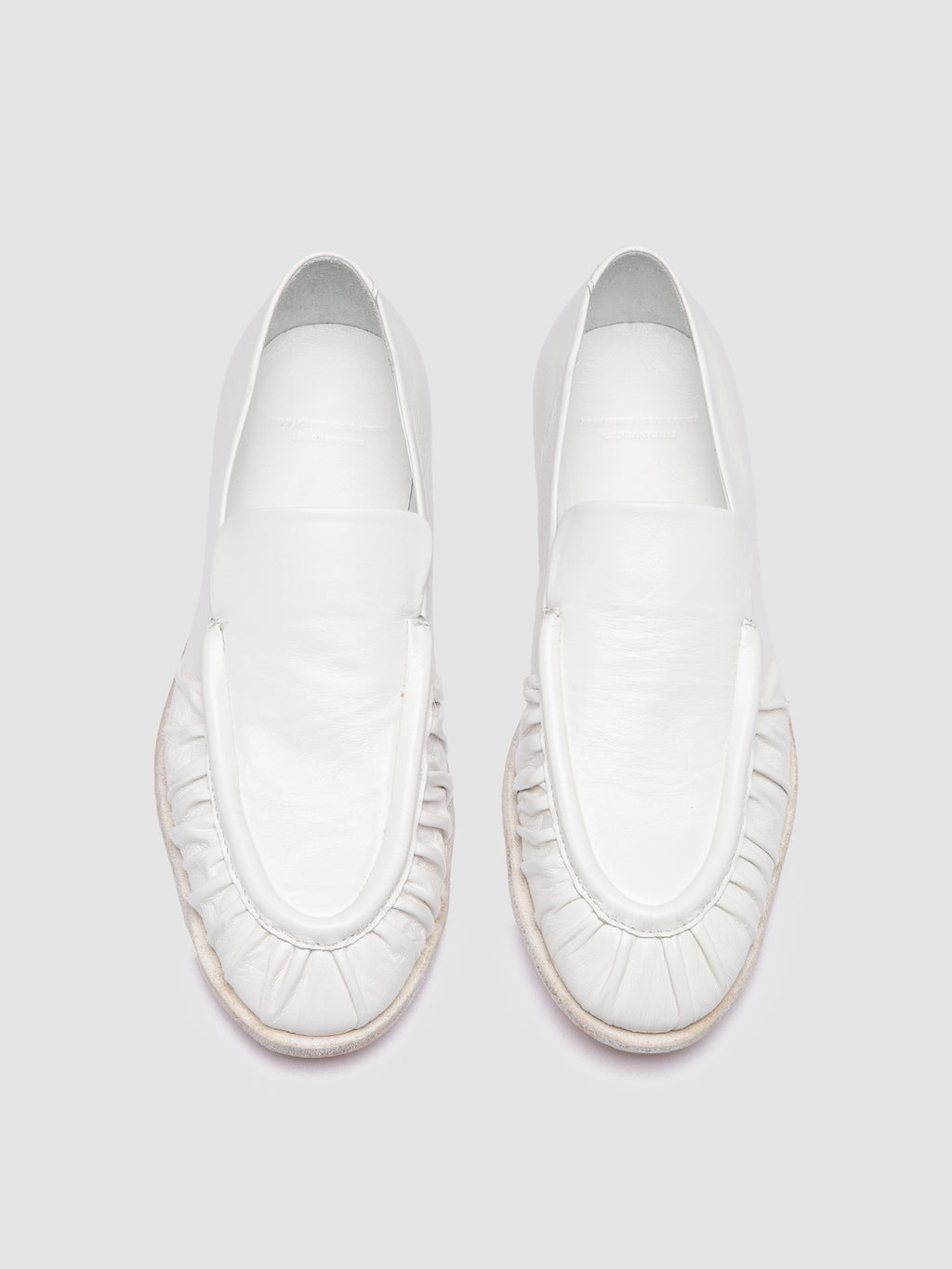 SOLITUDE 101 - White Leather Loafers - image 2,side view