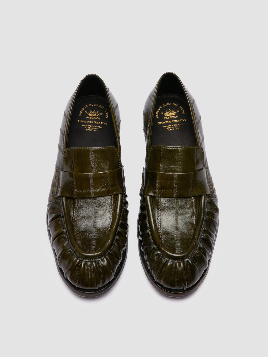 SOLITUDE 107 - Green Leather Penny Loafers - image 2,side view