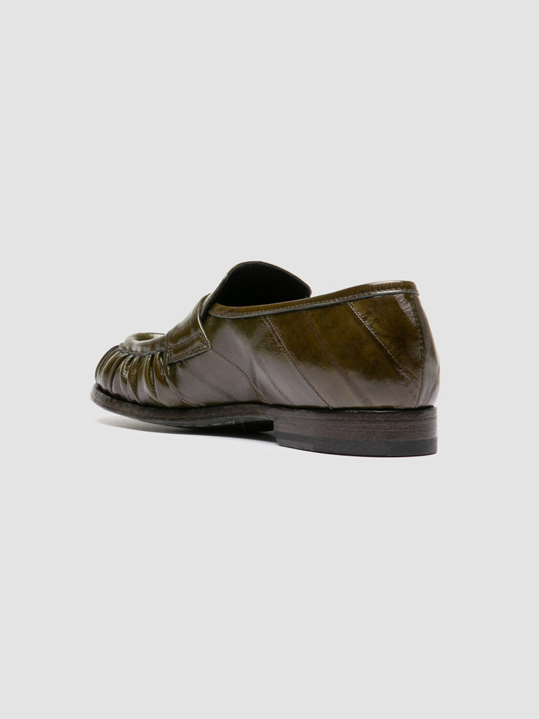SOLITUDE 107 - Green Leather Penny Loafers