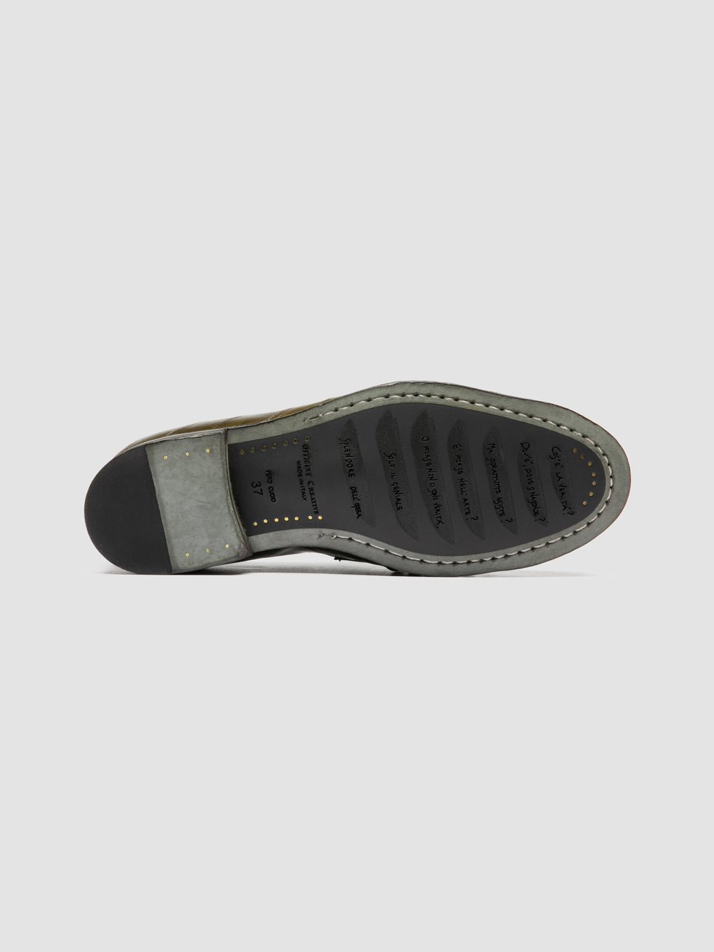 SOLITUDE 107 - Green Leather Penny Loafers - image 5,side view
