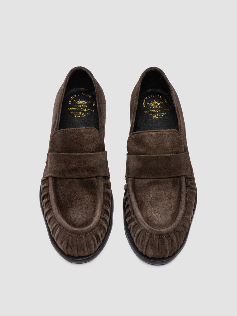 SOLITUDE 107 - Brown Suede Penny Loafers