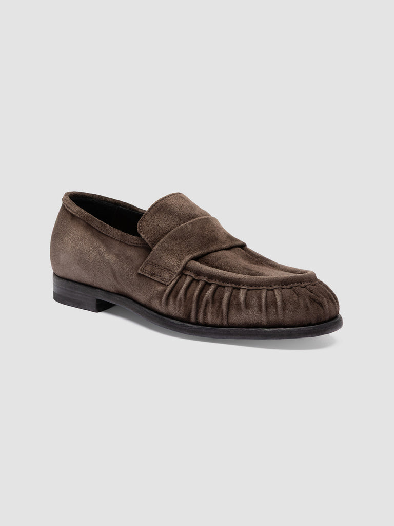 SOLITUDE 107 - Brown Suede Penny Loafers