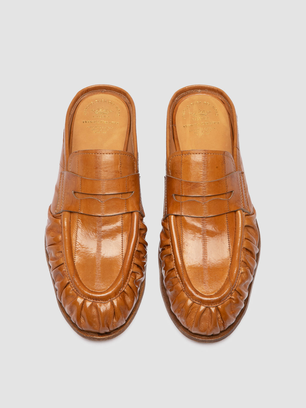 SOLITUDE 112 - Orange Leather Mule Sandals - image 2,side view