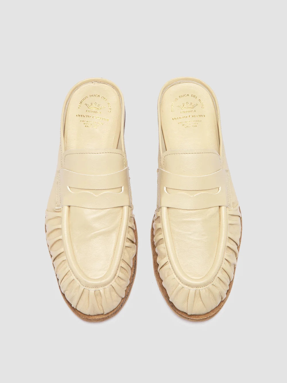 SOLITUDE 112 - Pantoletten aus elfenbeinfarbenem Leder - image 2,side view