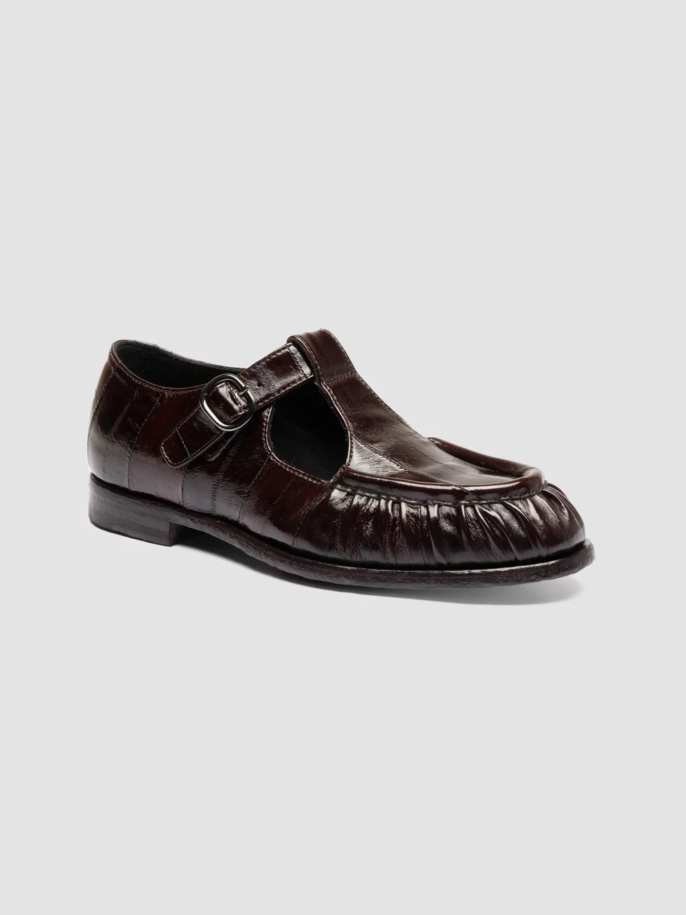 SOLITUDE 115 - Brown Leather T-Bar Shoes - image 3,side view