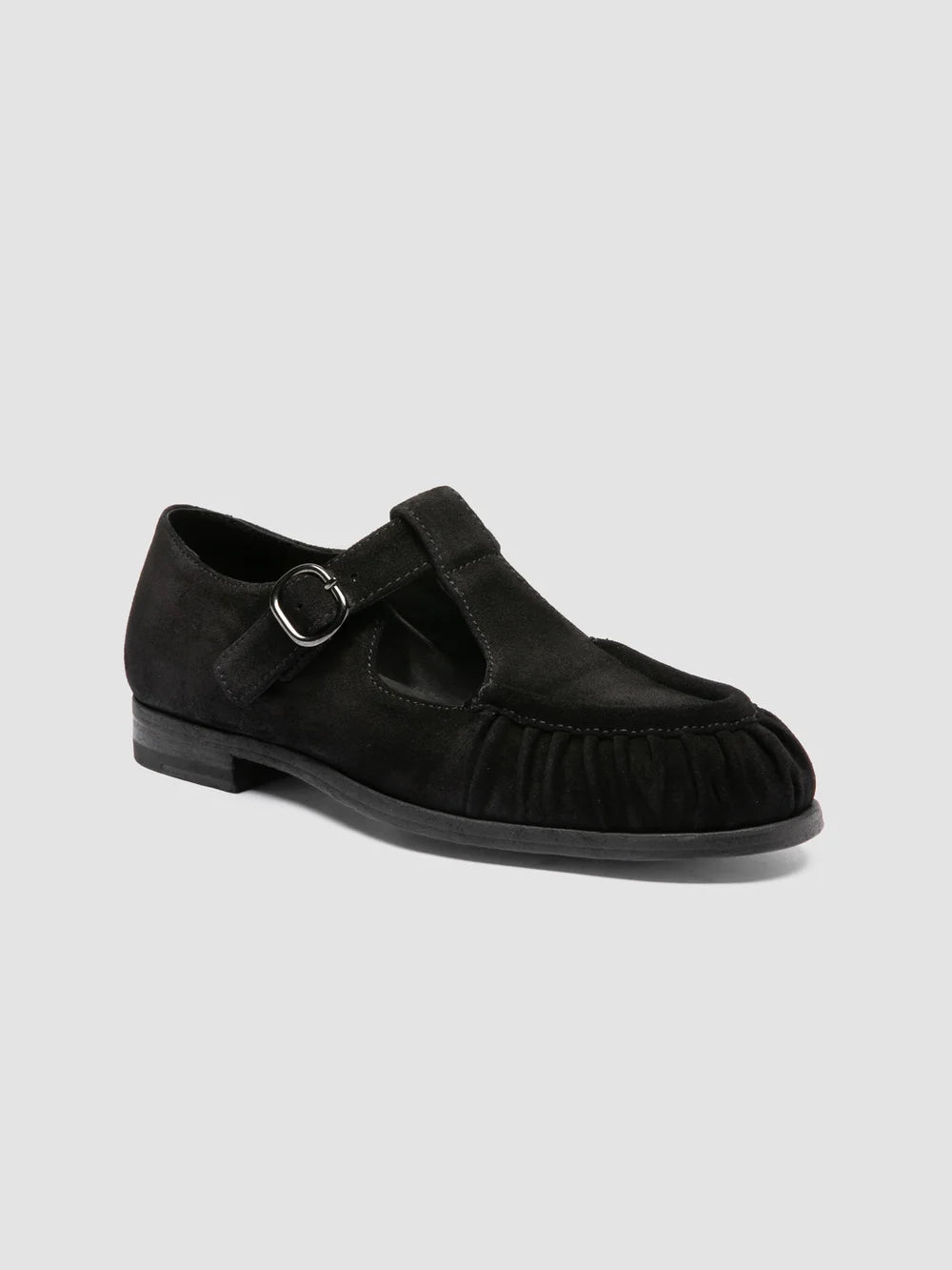 SOLITUDE 115 - Black Suede T-Bar Shoes - image 3,side view