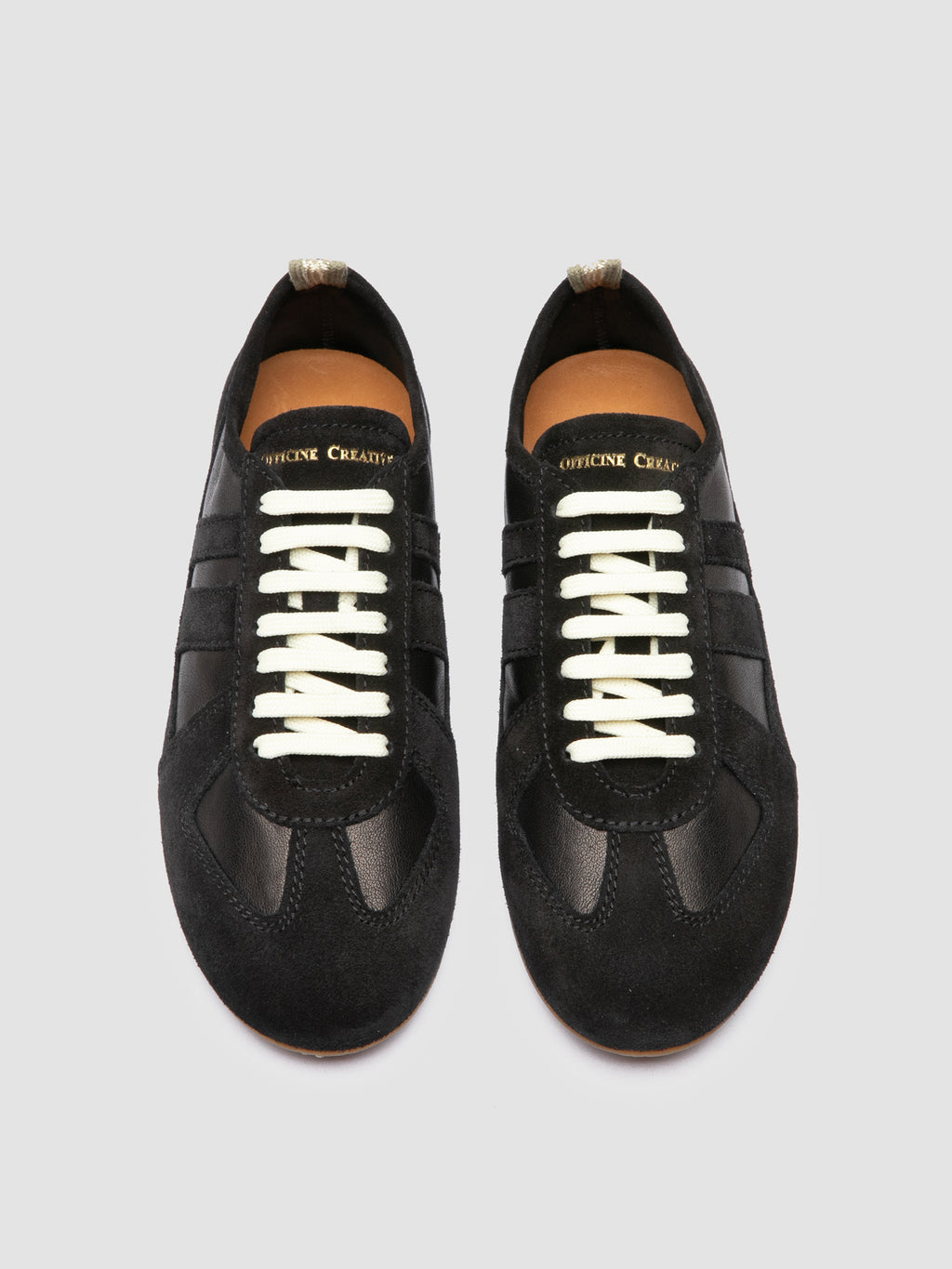 SUBSIDE 102 - Black Leather and Suede Low-Top Sneakers - image 2,side view