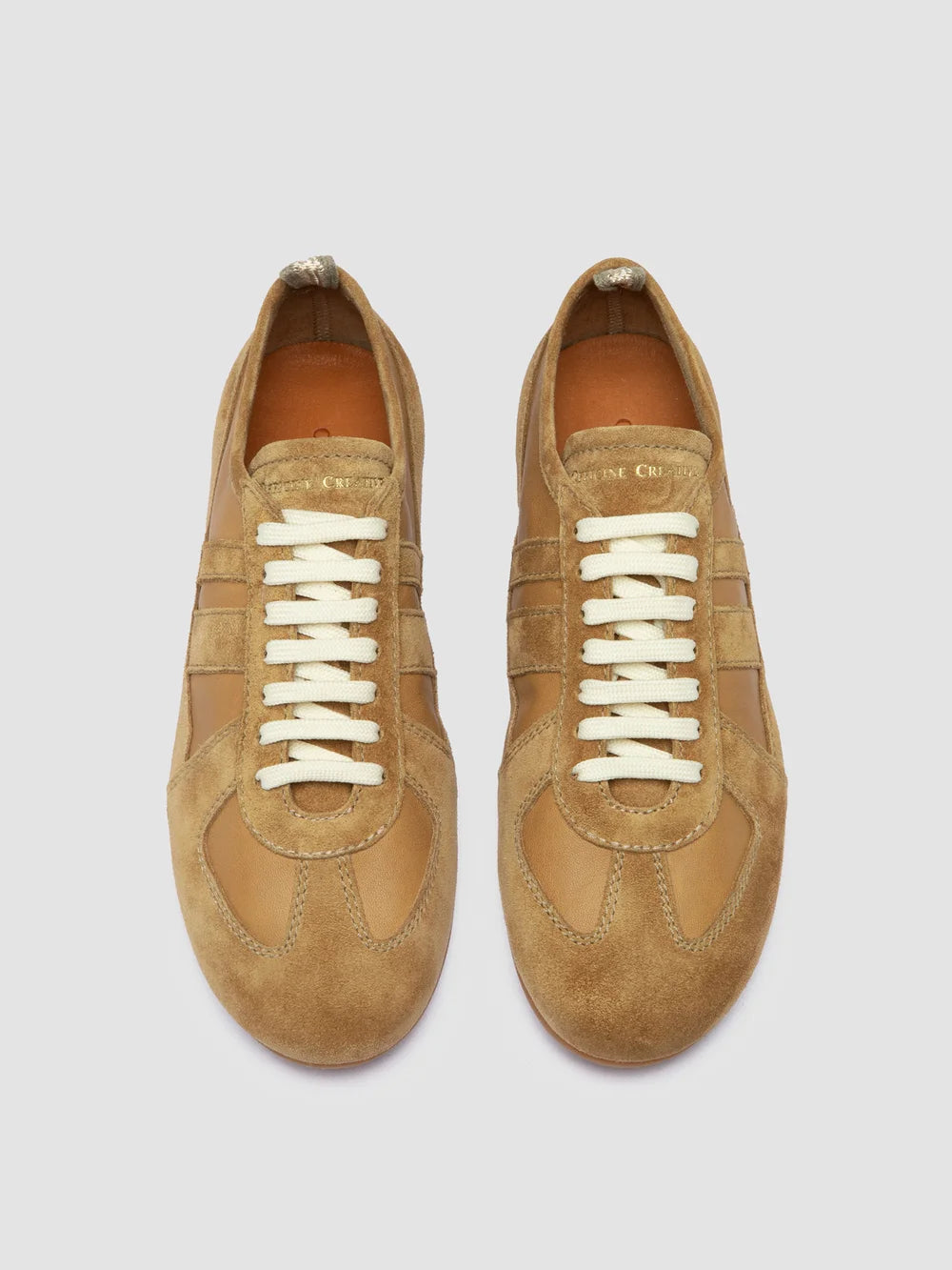 SUBSIDE 102 - Beige Leather and Suede Low-Top Sneakers - image 2,side view