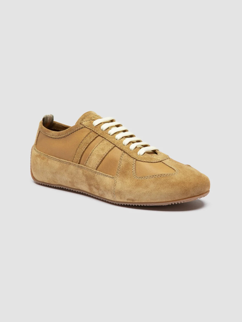 SUBSIDE 102 - Beige Leather and Suede Low-Top Sneakers - image 3,side view