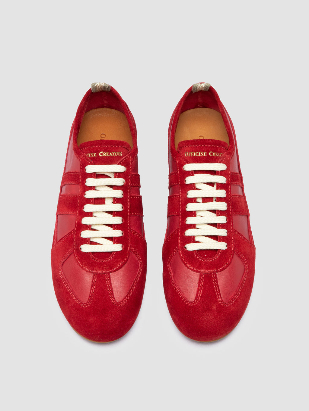 SUBSIDE 102 - Red Leather and Suede Low-Top Sneakers - image 2,side view