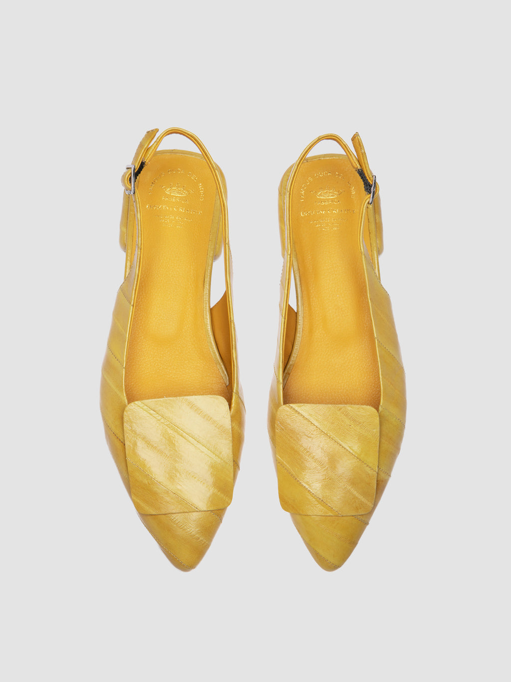 SUE 007 - Yellow Leather Slingback Sandals - image 2,side view