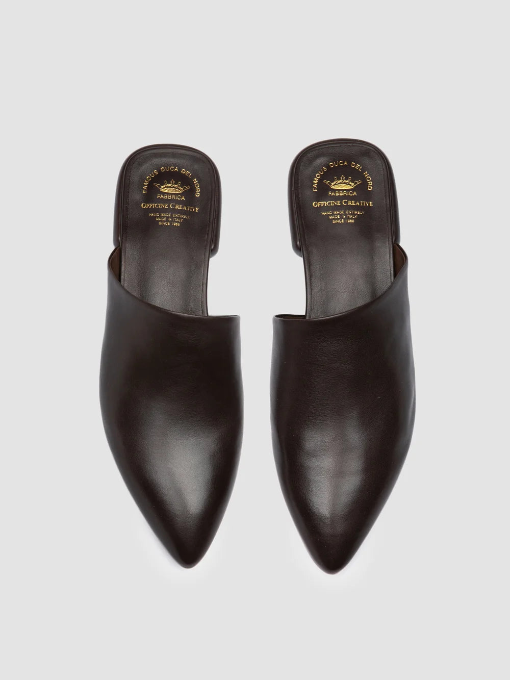 SUE 014 - Brown Leather Mule Sandals - image 2,side view