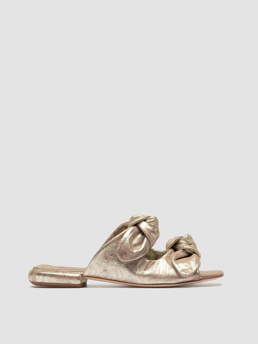 SUKI 006 - Gold Leather Slide Sandals - image 1,side view