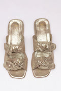 SUKI 006 - Gold Leather Slide Sandals - thumb image 2,side view