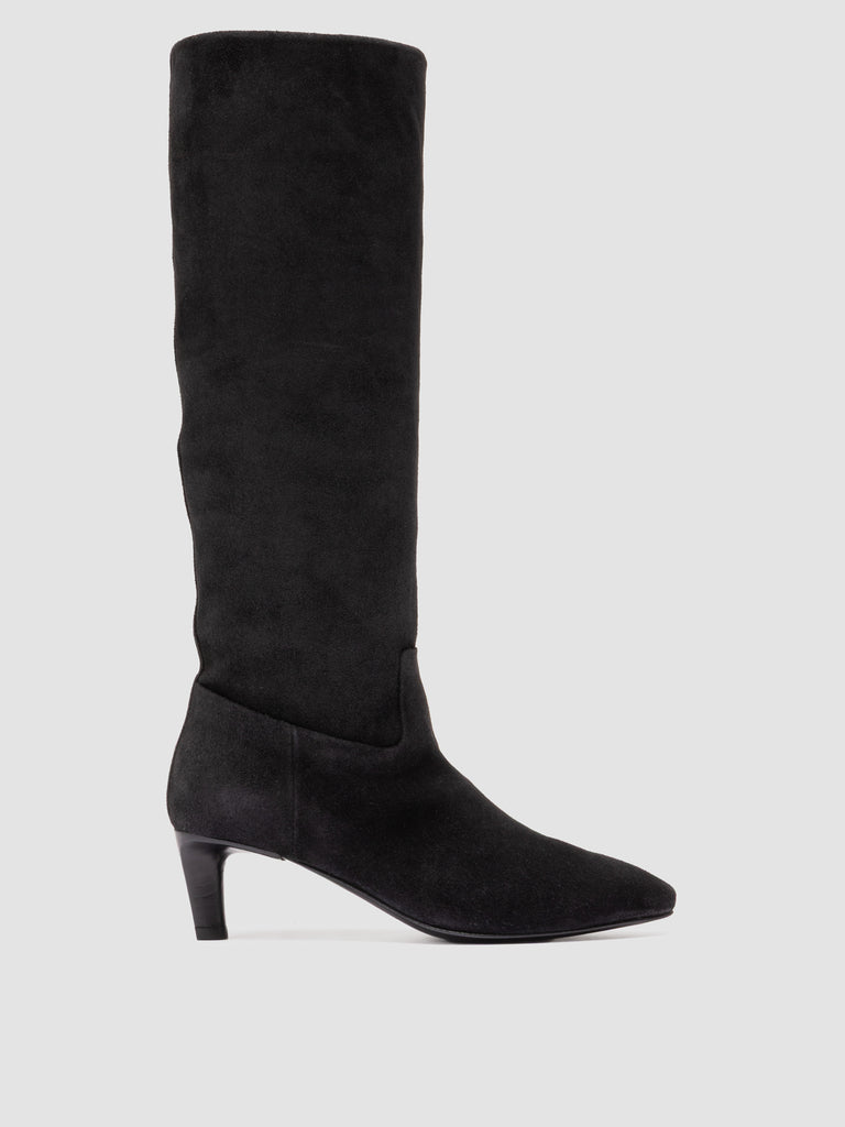 SUZY 006 - Black Suede Zip Boots