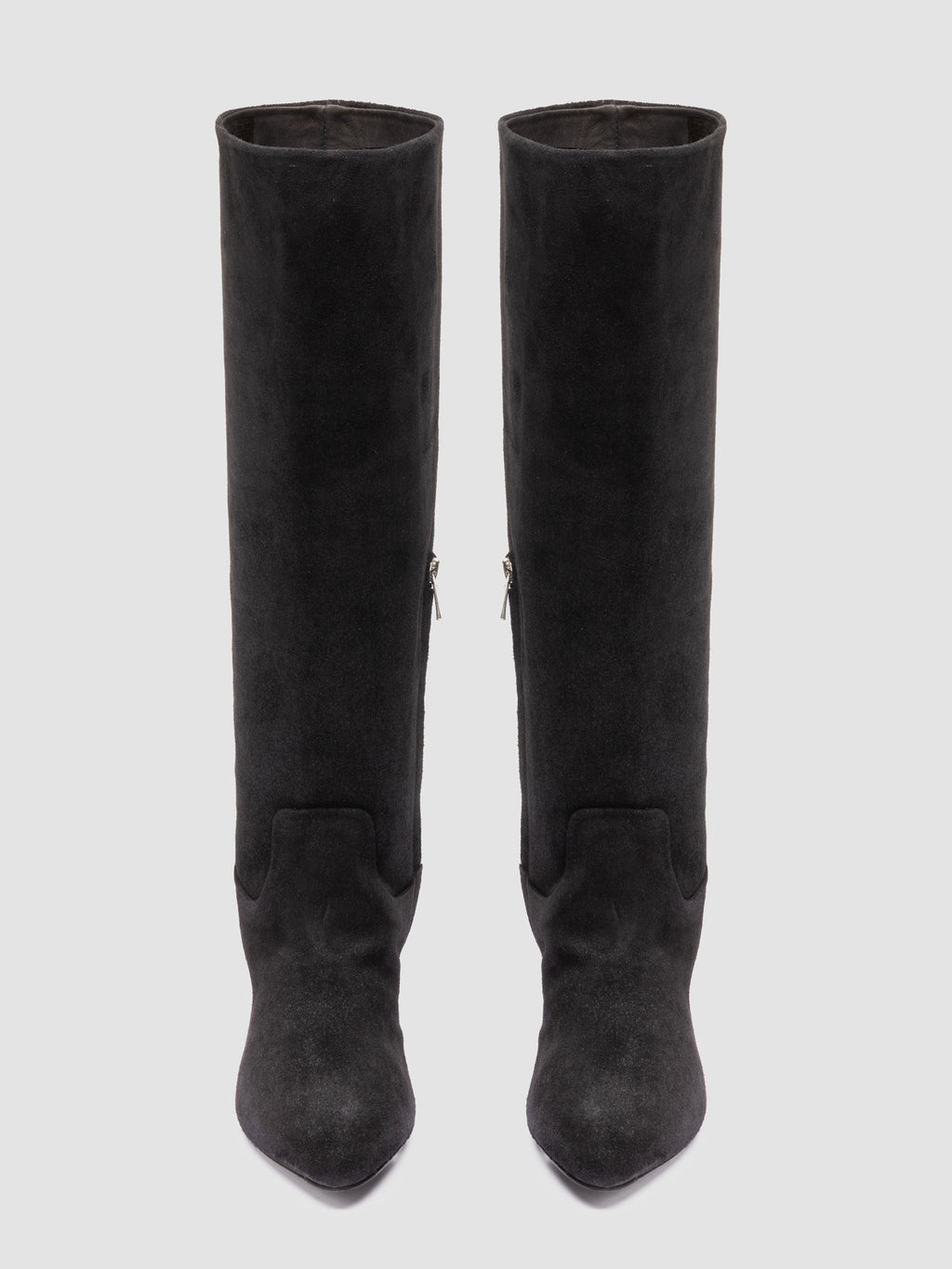 SUZY 006 - Black Suede Zip Boots - image 2,side view