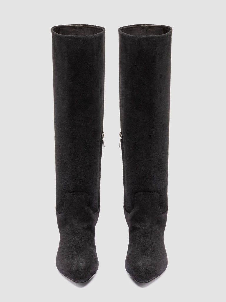 SUZY 006 - Black Suede Zip Boots