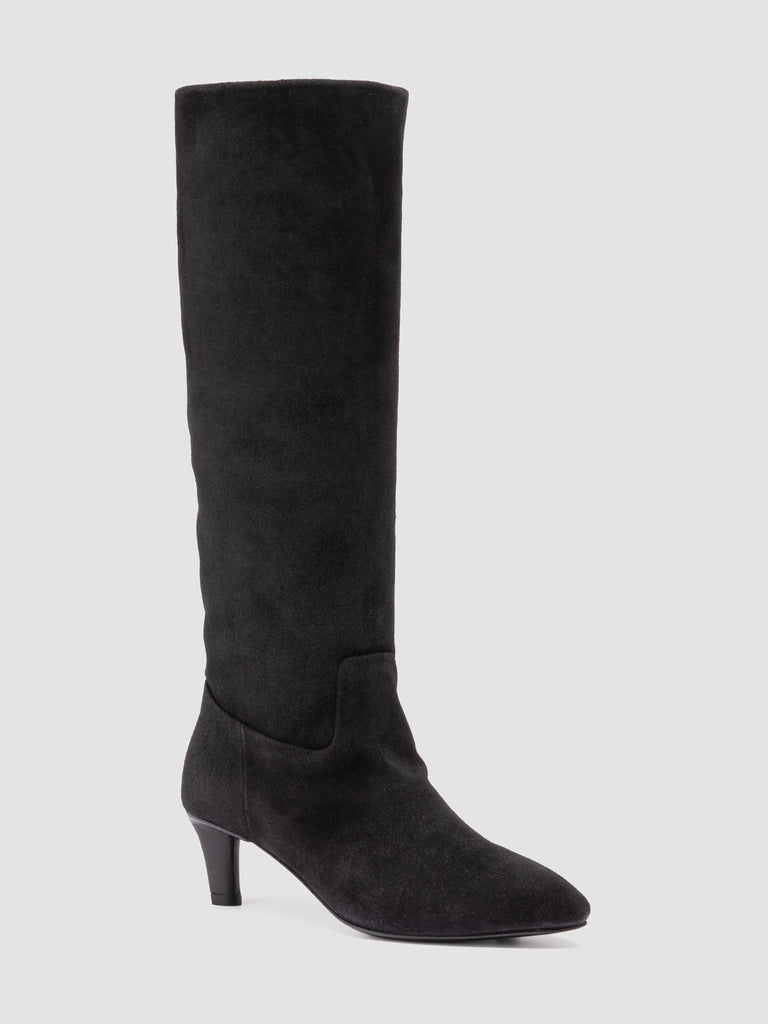 SUZY 006 - Black Suede Zip Boots