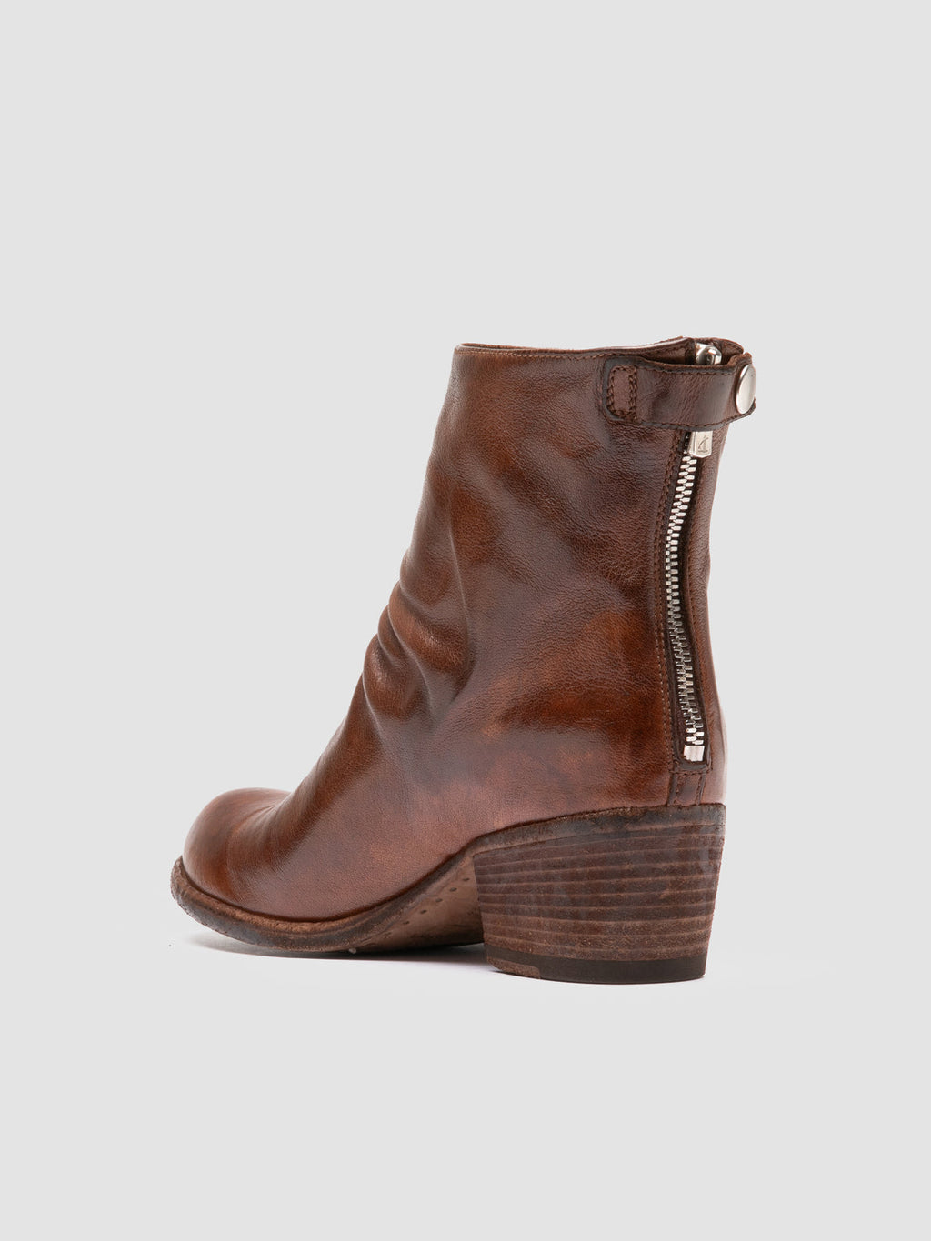 WADE 002 - Brown Leather Zipped Boots - image 4,side view