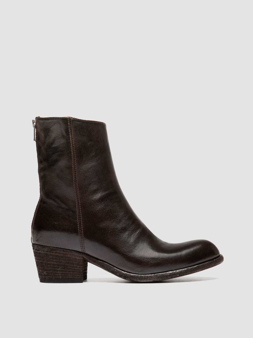 WADE 013 - Brown Leather Zipped Boots - image 1,side view