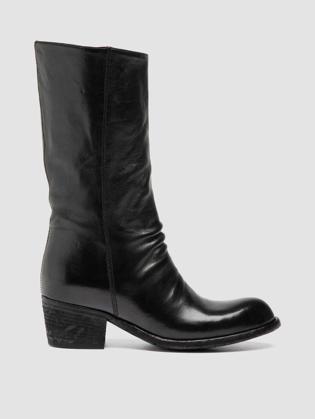 WADE 014 - Black leather Zip Boots - image 1,side view