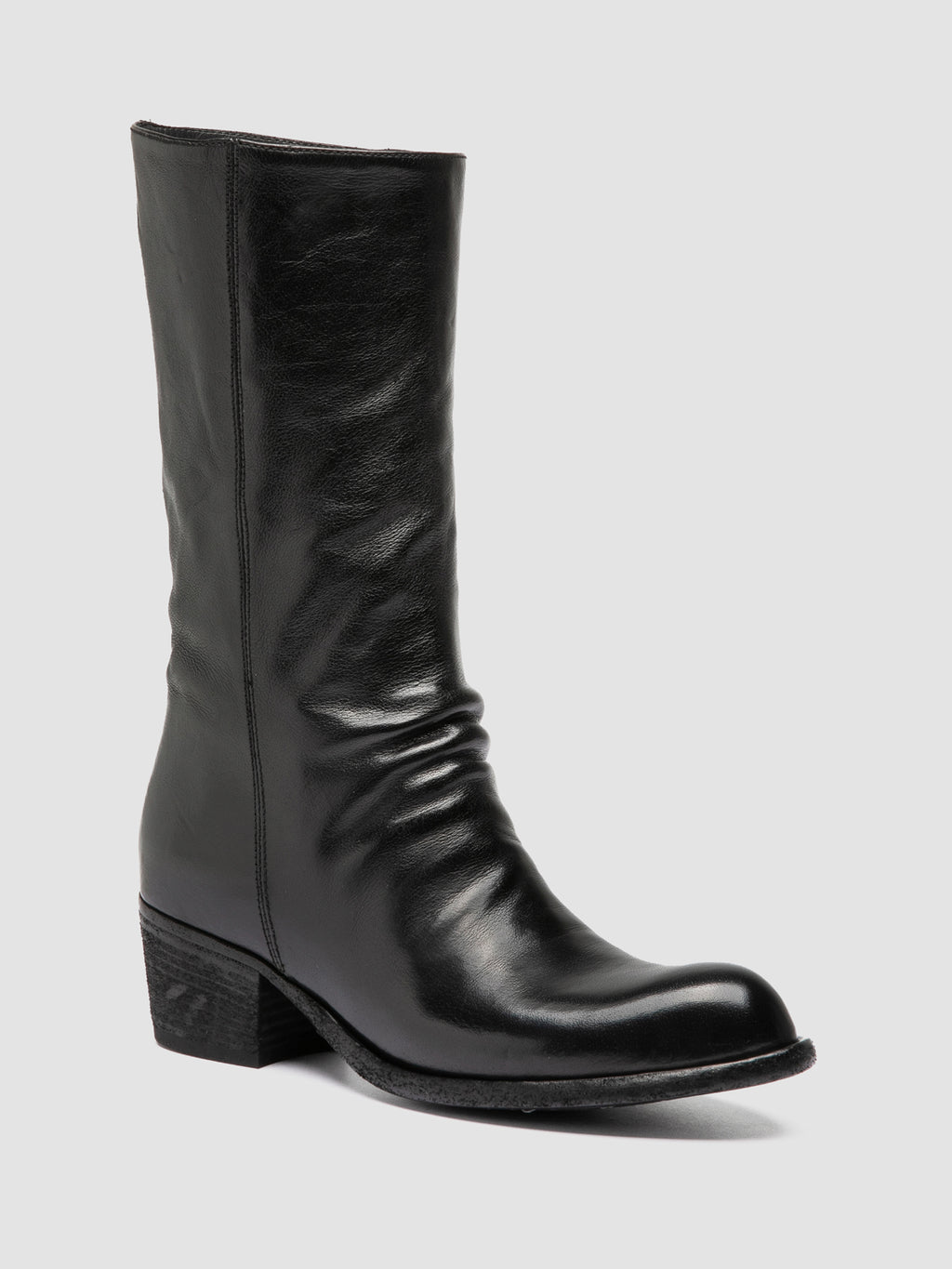 WADE 014 - Black leather Zip Boots - image 3,side view