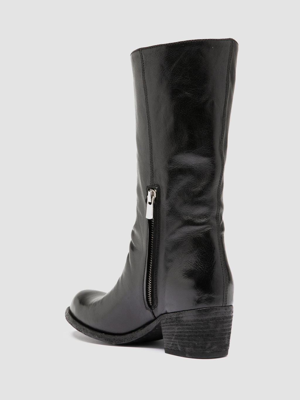 WADE 014 - Black leather Zip Boots - image 4,side view