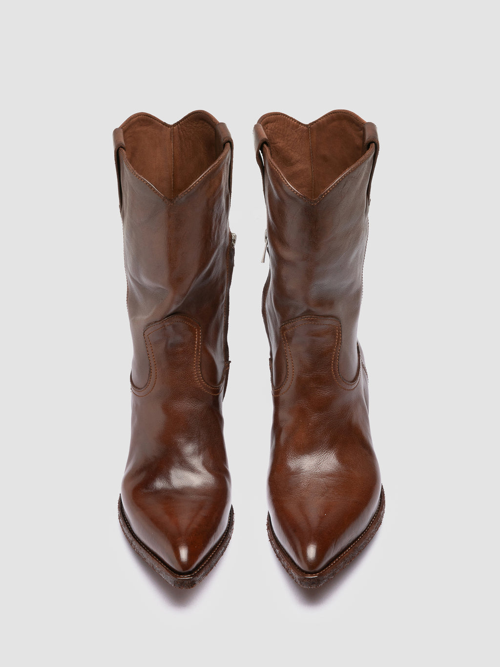 WANDA DD 110 - Brown Leather Zip Boots - image 2