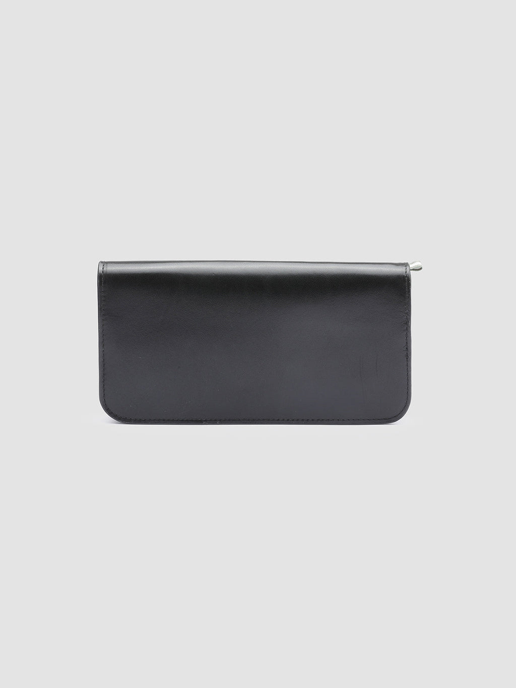 BERGE’ 01 - schwarze Lederbrieftasche mit umlaufendem Reißverschluss - image 2,side view