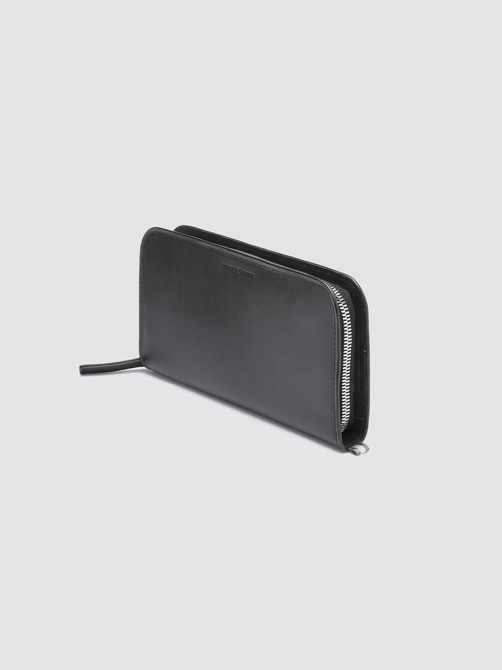 BERGE’ 01 - schwarze Lederbrieftasche mit umlaufendem Reißverschluss - image 3,side view