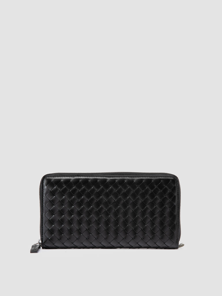 BOUDIN 126 - Black Leather Woven Wallets