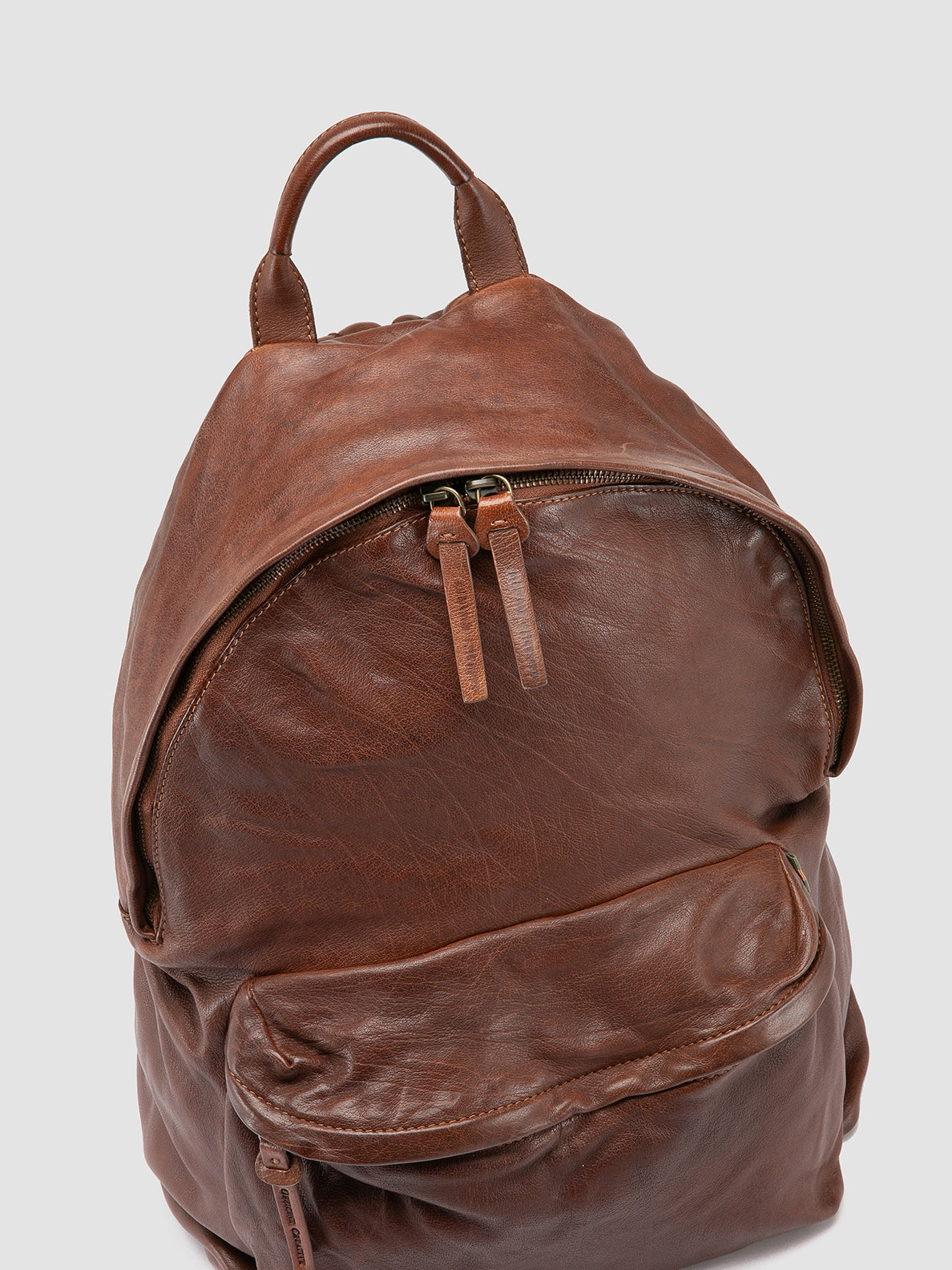 brown leather backpack with side zippers Men's Brown Leather Backpack: OC PACK 004 – Officine Creative