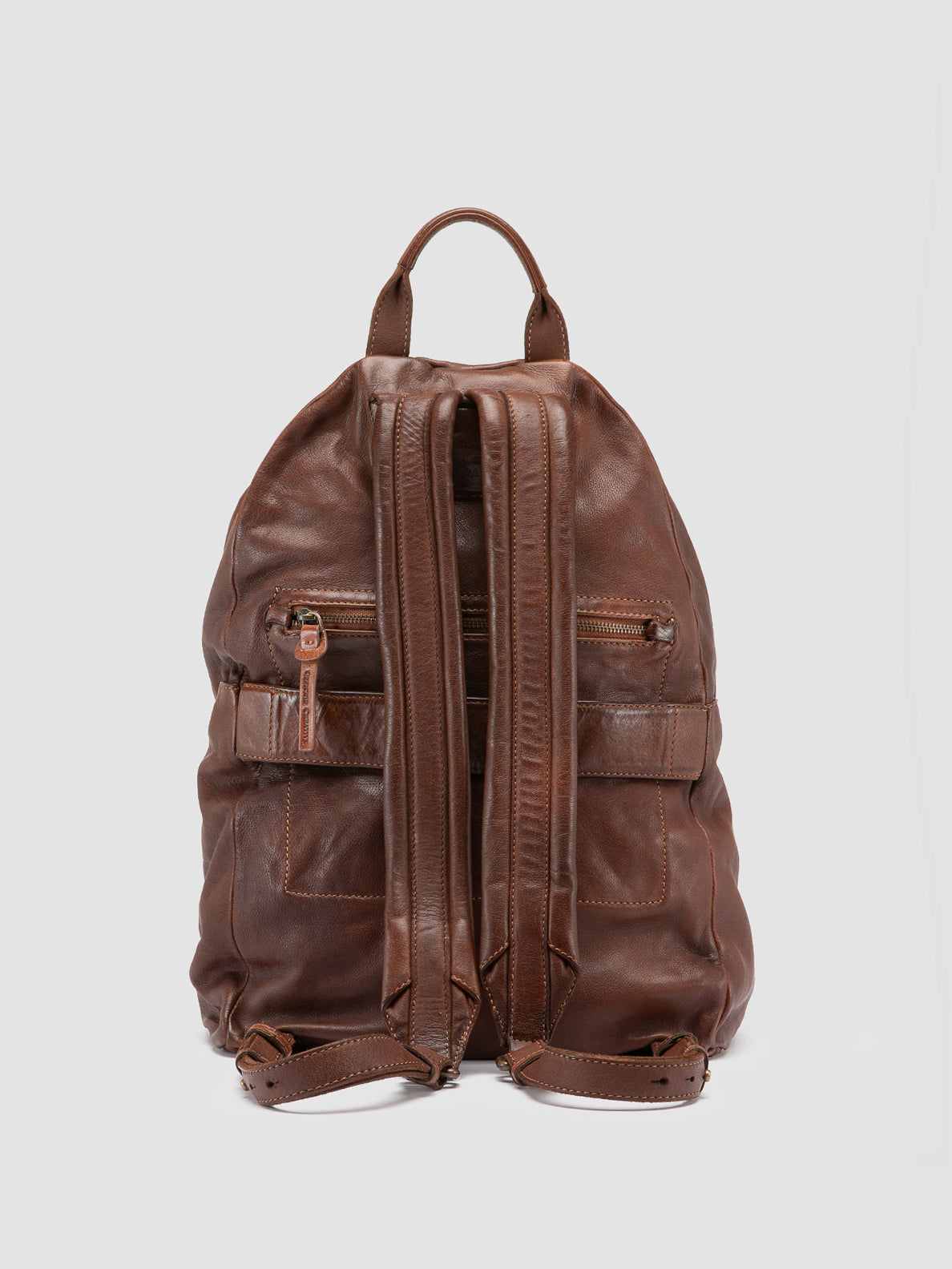 brown leather backpack with side zippers Men's Brown Leather Backpack: OC PACK 004 – Officine Creative