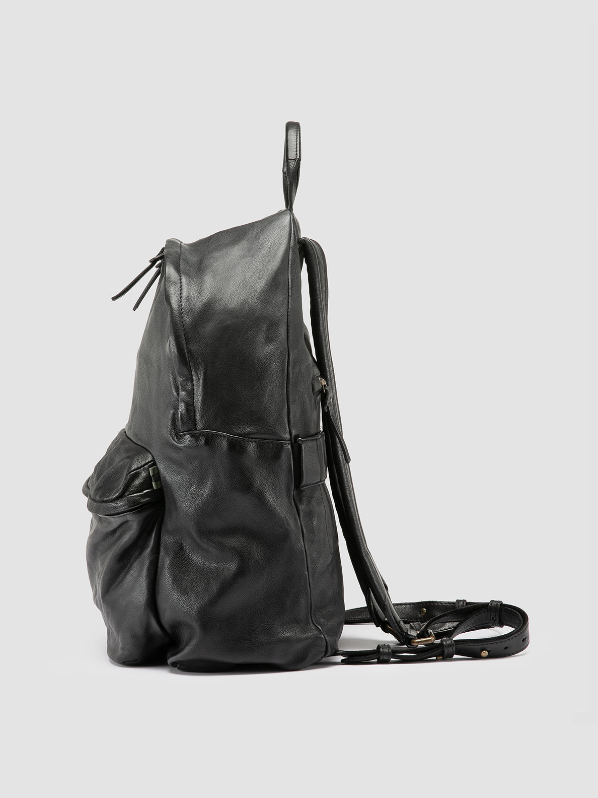 black and white leather backpack OC PACK 004