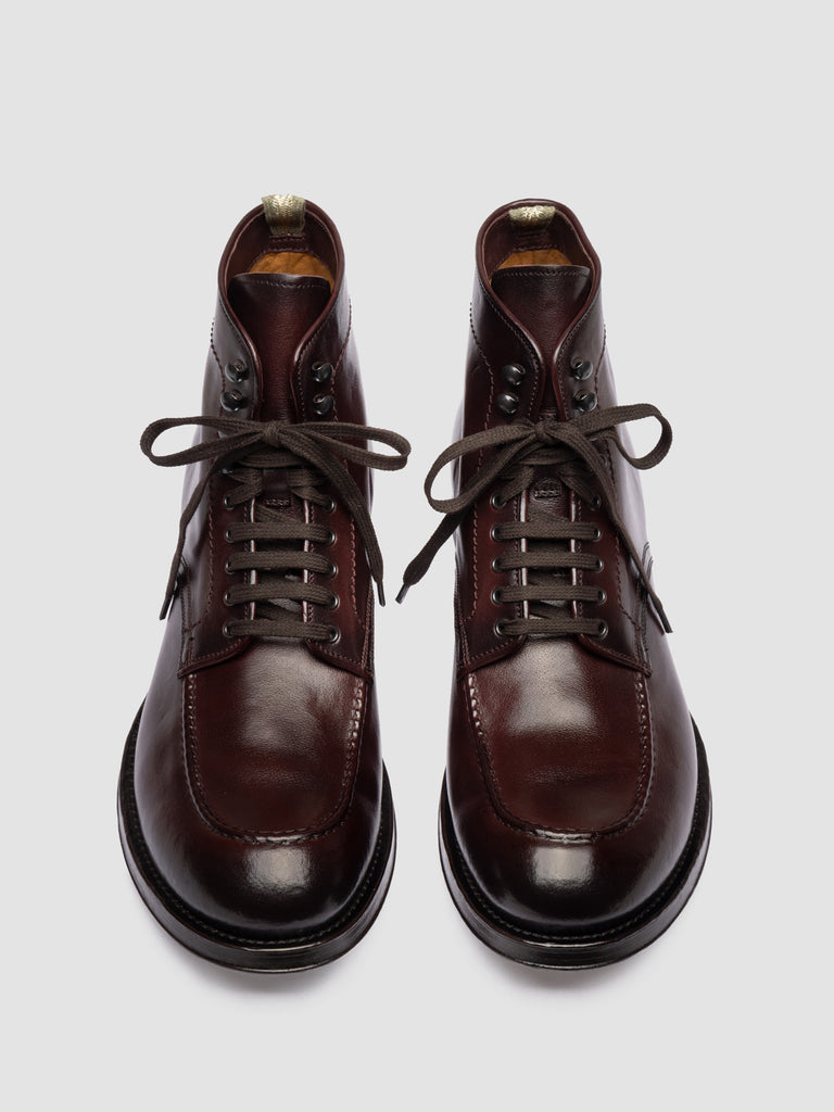 ADMIRAL 014 - Burgundy Leather Lace Up Boots