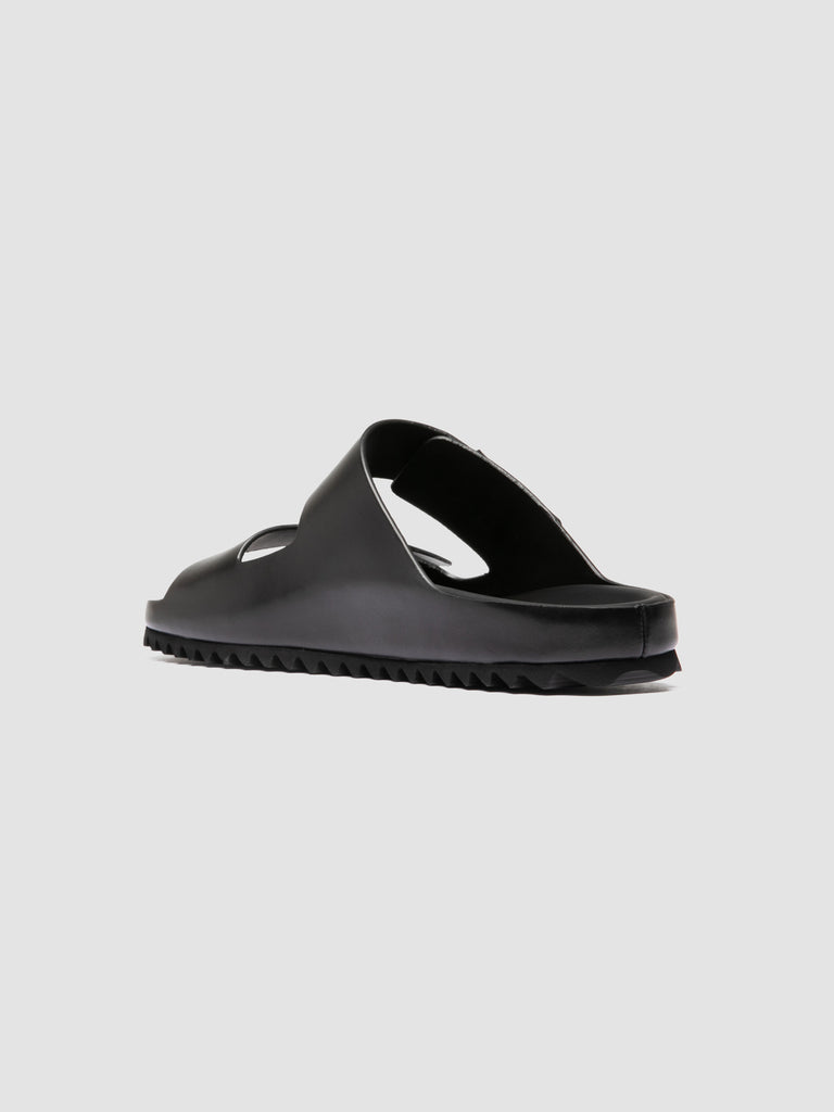 AGORÀ 010 - Black Leather Slide Sandals