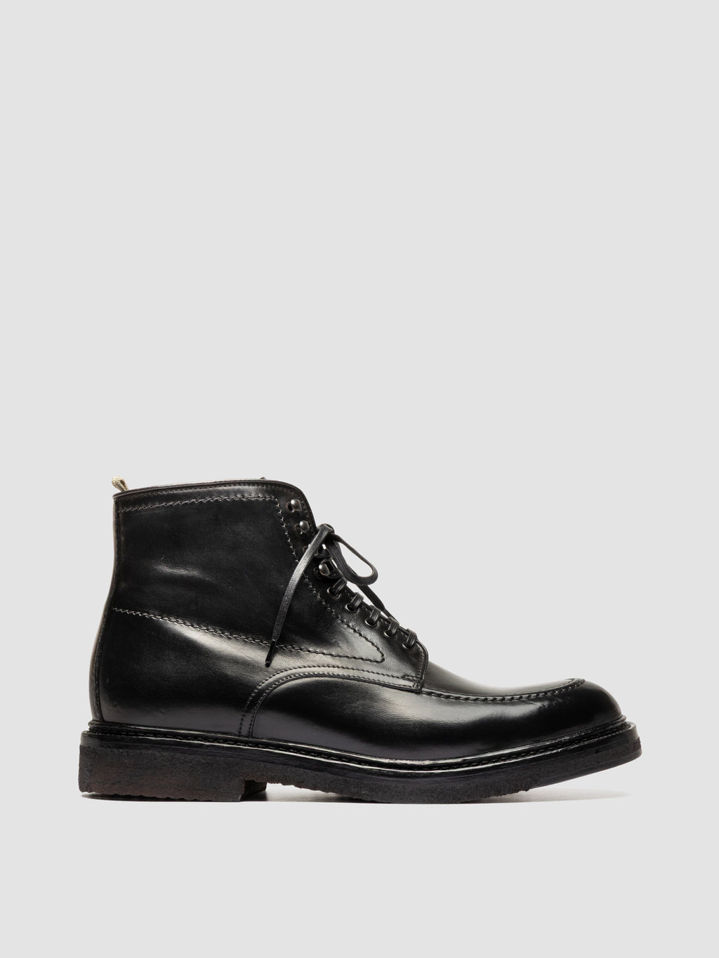 ASTON CREPE 004 - Black Leather Lace Up Boots - image 1,side view