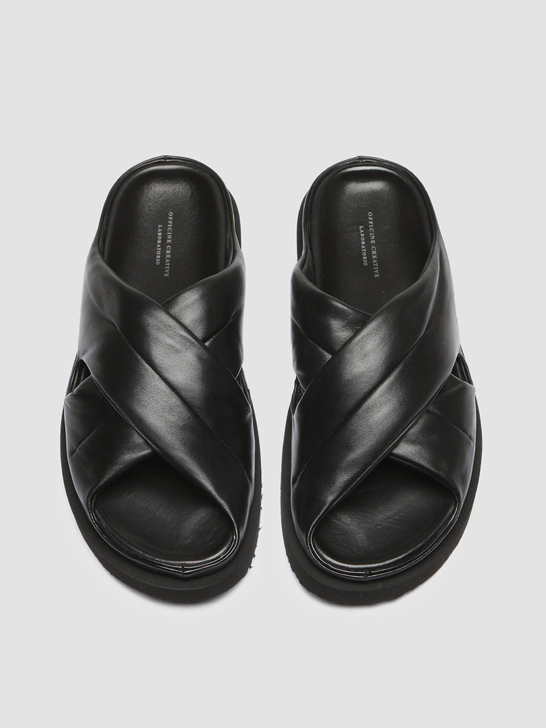 CHORA 004 - Black Leather Slide Sandals