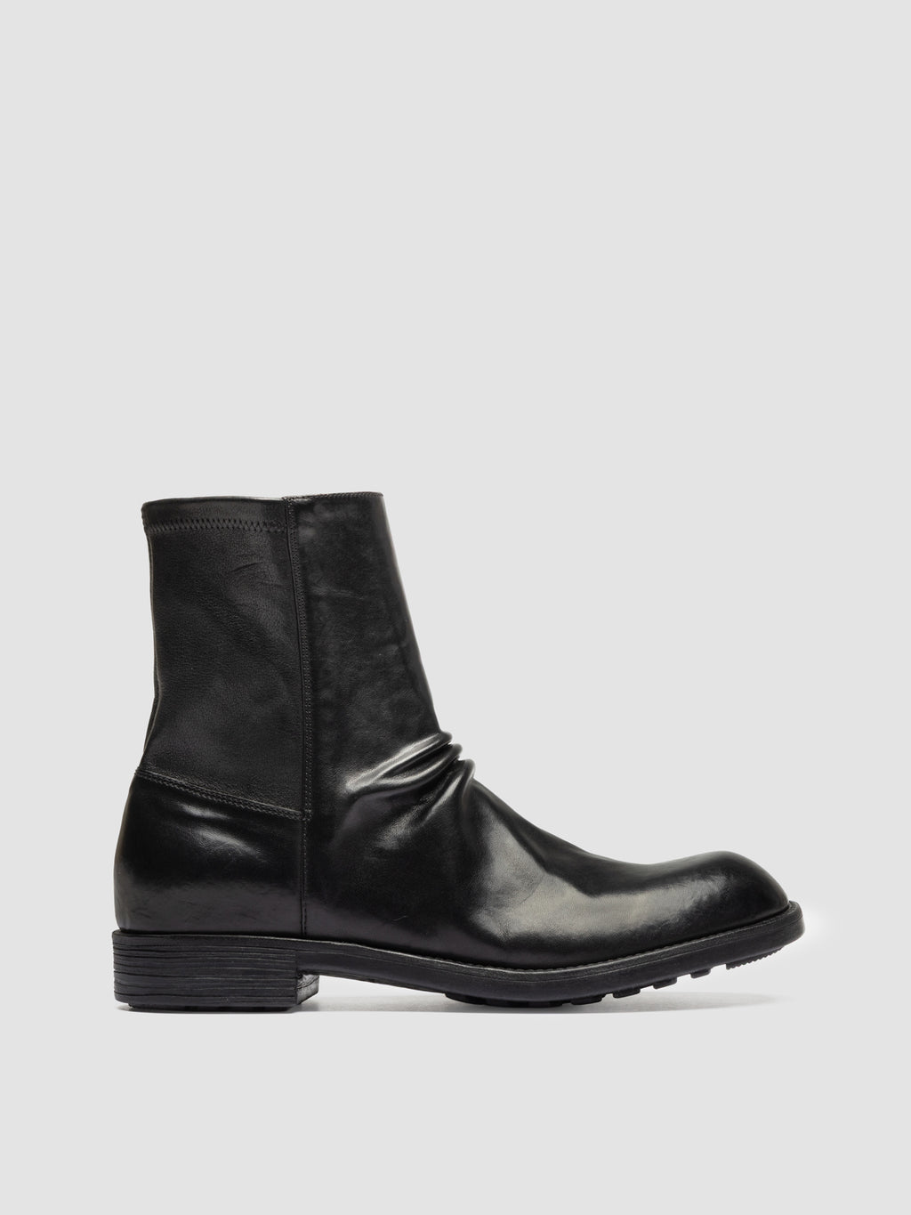 DIARY 015 - Black Stretch Leather Zipped Boots - image 1,side view