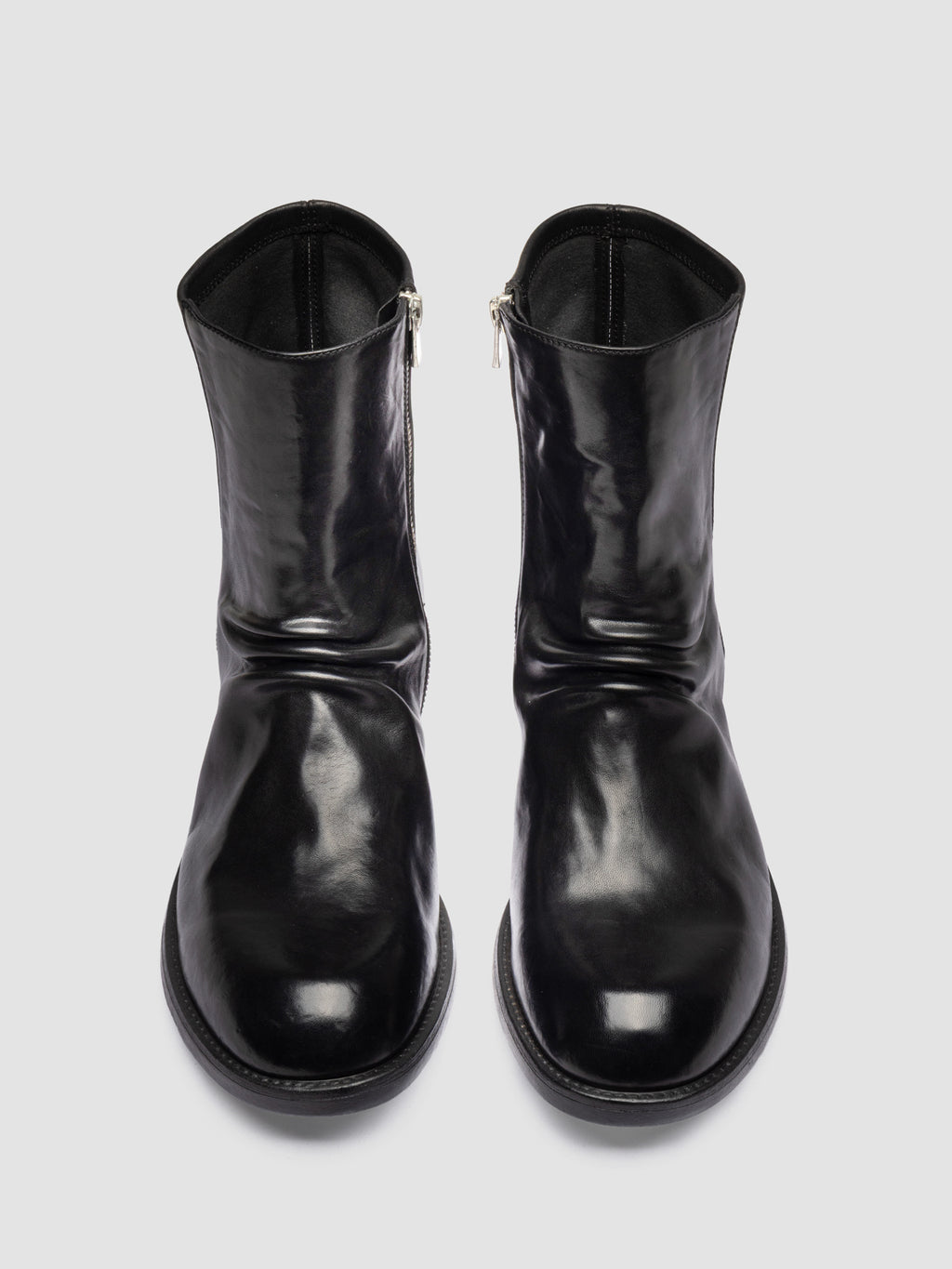 DIARY 015 - Black Stretch Leather Zipped Boots - image 2,side view