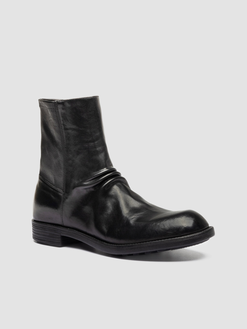 DIARY 015 - Black Stretch Leather Zipped Boots - image 3,side view