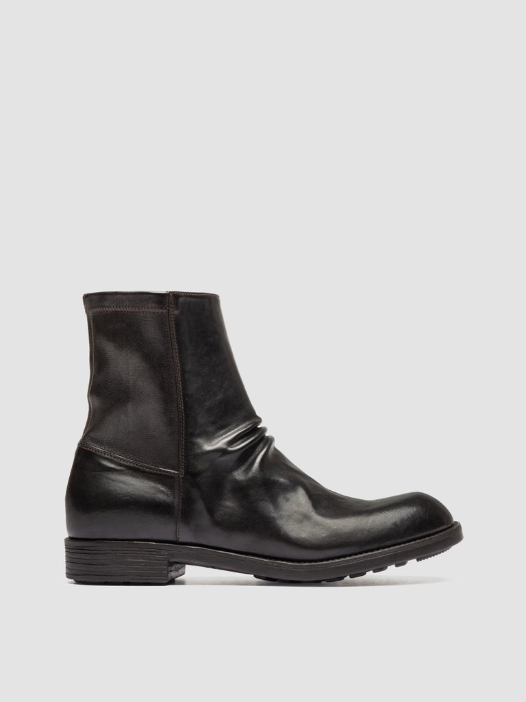 DIARY 015 - Brown Stretch Leather Zip Boots