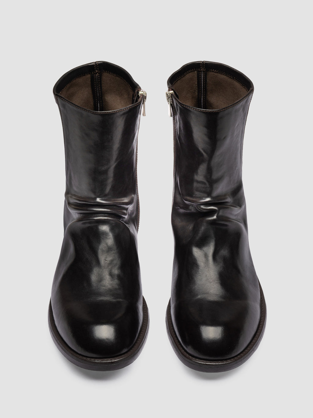 DIARY 015 - Brown Stretch Leather Zipped Boots - image 2,side view