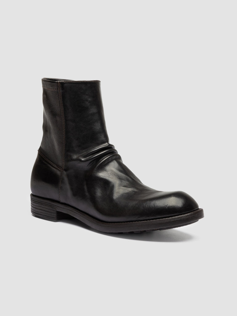 DIARY 015 - Brown Stretch Leather Zip Boots