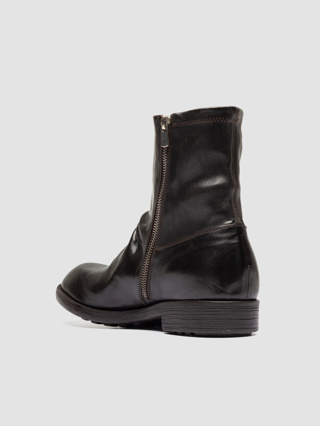 DIARY 015 - Brown Stretch Leather Zipped Boots - image 4,side view