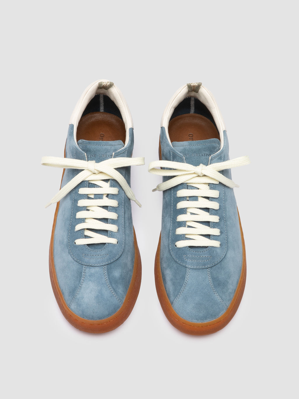 GINNASIO 001 - Blue Leather and Suede Sneakers - image 2,side view