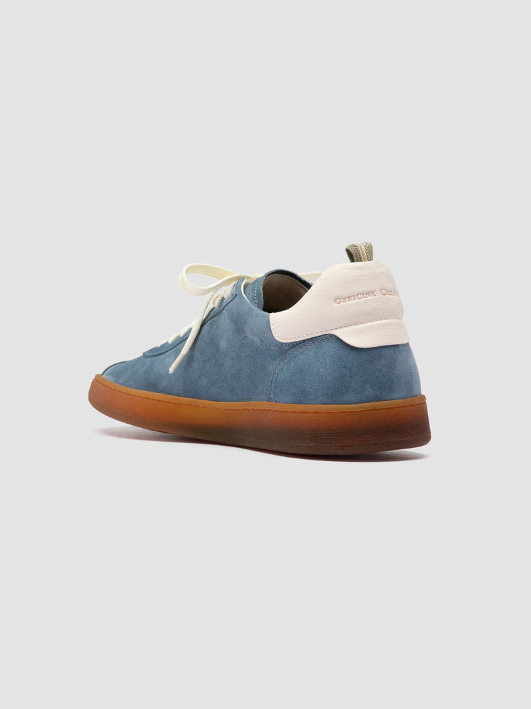 GINNASIO 001 - Blue Leather and Suede Sneakers