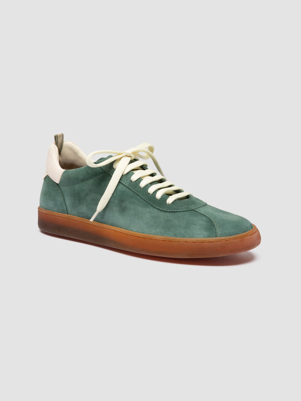 GINNASIO 001 - Green Leather and Suede Sneakers - image 3,side view